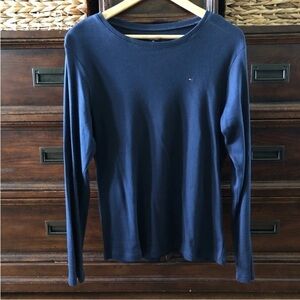 Tommy Hilfiger navy knit long sleeve tee in size XL